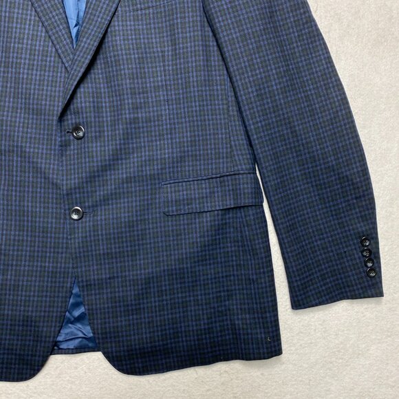 Samuelsohn Sport Coat Mens 44 Tall Blue Check Ermenegildo Zegna Fabric Jacket - Picture 3 of 14